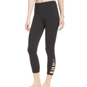 Zella Black High Waist Lattice Ankle Cropped Leggings